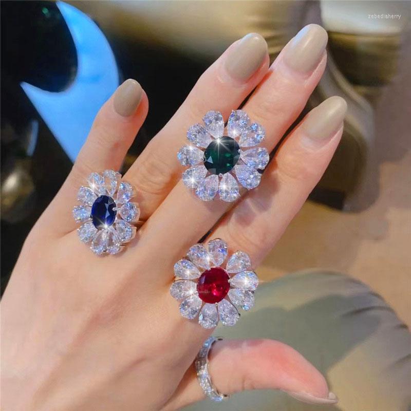 

Wedding Rings High-grade Bright Flower Zircon For Women Engagement Luxury Jewelry Anniversary Holiday Gifts D1590
