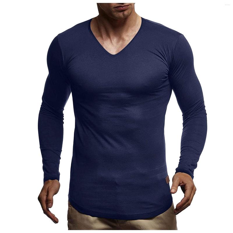 

Men's T Shirts Top 2023 Autumn Winter Casual Base Solid Color V Neck Slim Long-sleeved Shirt Mangas Largas Para Hombre Clothing, Army green