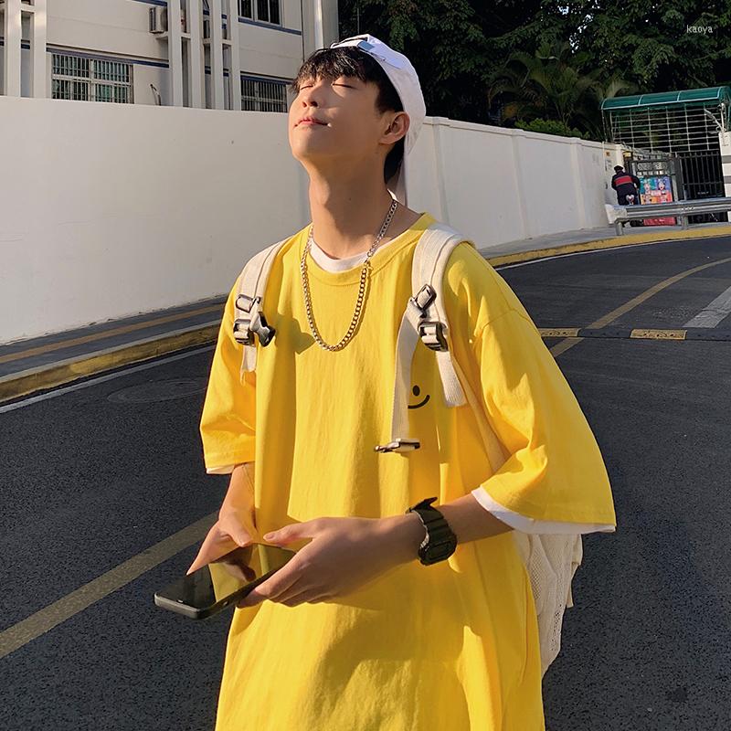 

Men' T Shirts T-shirts Man Summer Logo Loose And Simple Top In HK Style Casual Solid Color O-Neck Oversized Shirt Men Clothing, Black