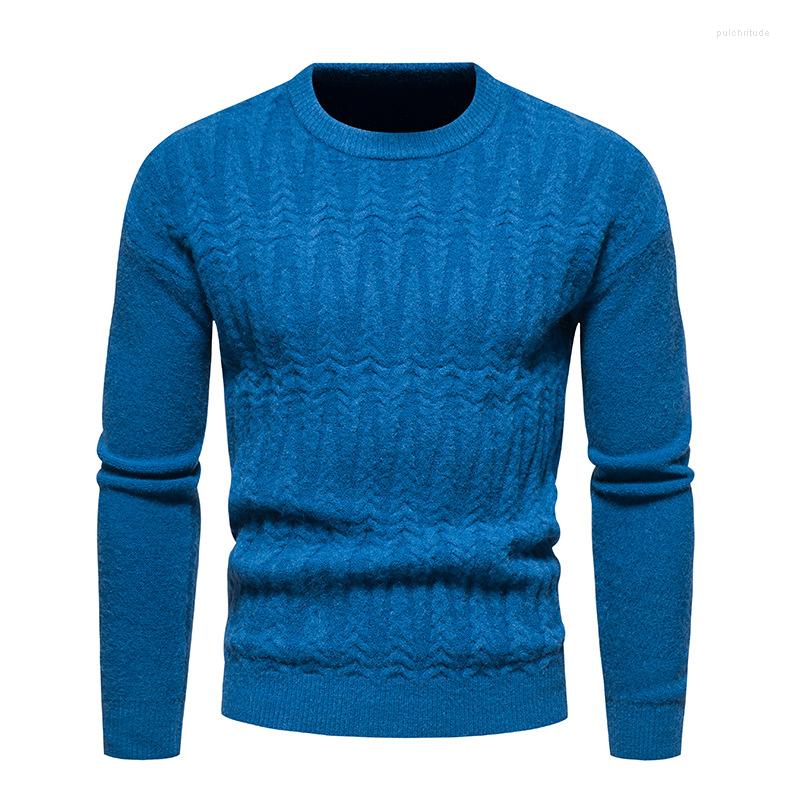 

Men's Sweaters 2023 Streetwear Men's Winter Warm Cotton O Neck Pullover Jumper, Blue