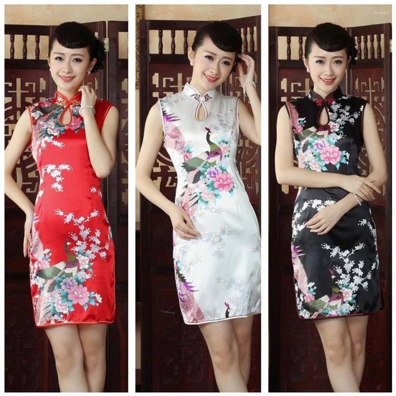 

Ethnic Clothing Classic Hand Made Button Women Qipao Sexy Slim High Slit Mini Chinese Dress Exquisite Dragon Phoenix Cheongsam Plus S-4XL