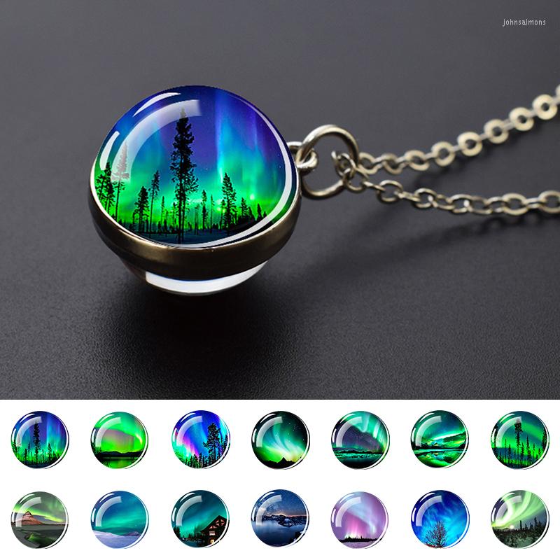 

Pendant Necklaces Northern Lights Glass Ball Luminous Necklace Glow In Dark Jewelry Astronomy Gift