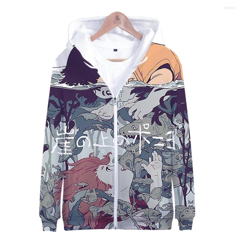 

Men's Hoodies So Cute Ponyo On The Cliff 3D Anime Oversized Boy/girls Hoodie Zipper Sweatshirt Kawaii Style, One