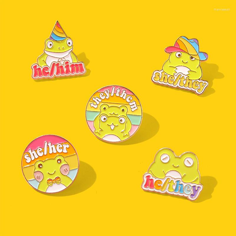

Brooches Cartoon Frog Enamel Pins Children's Education He/him Color Hat Custom Badge Accessories Backpack Gift For Kids Jewelry