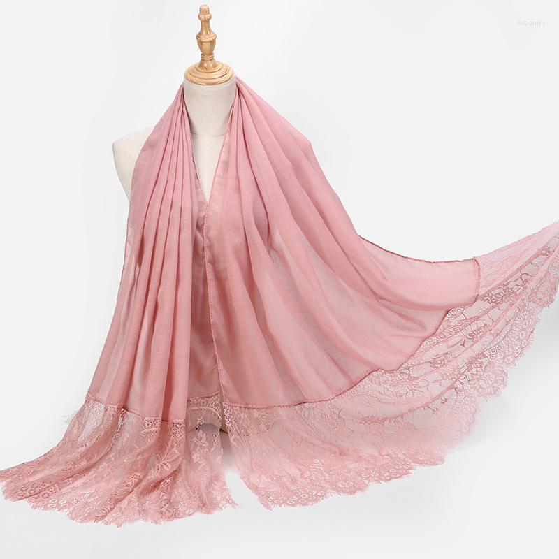 

Scarves Women Muslim Hijab Maxi Shawl Cotton Ladies Lace Scarf Head Wrap Flower