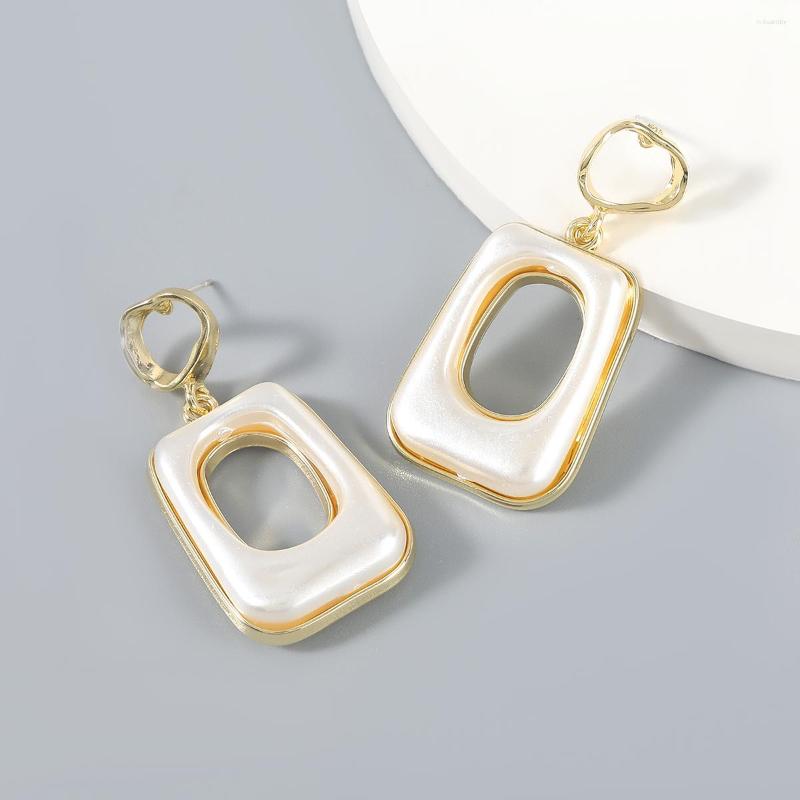 

Dangle Earrings Fashion Metal Imitation Pearl Geometric Square Women's Simple Party Accessories