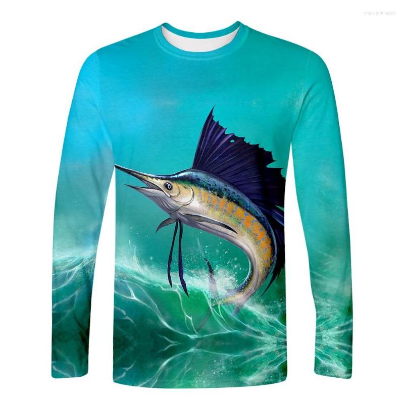

Men's T Shirts 3D Fish Long Sleeve Shirt Streetwear Fashion T-shirt Spring Autumn Unisex Loving Harajuku Hipster Breathable, Q1440