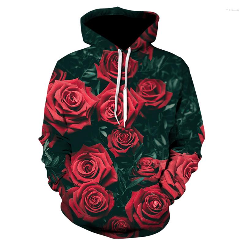 

Men' Hoodies 2023 Red Rose 3D Hoodie Spring And Autumn Long Sleeve Pocket Top Pullover Men Women Casual Fashion Hooded Sweatshirt, We-786
