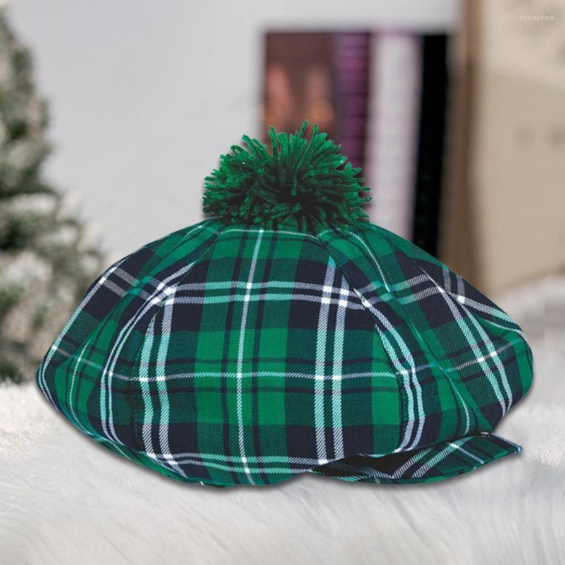 

Berets Cosplay Costume With Brim Irish Festival Hat For Party Holiday, Green