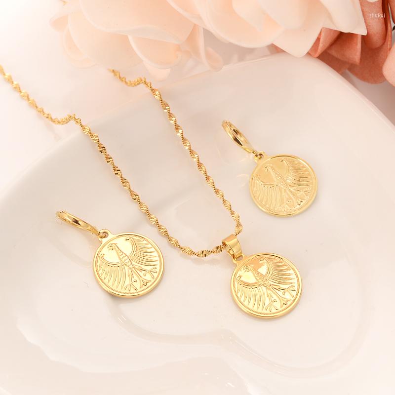 

Necklace Earrings Set Gold Jewelry Chain Women Nigerian Wedding British Solomon Islands Ten Cents Coin Sea Spirit Ngoreru Elizabeth Gift, Picture shown