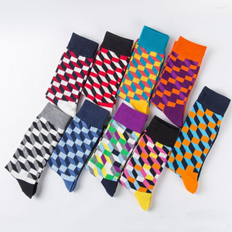 

Men's Socks 2023 Style Fashion Colorful 1 Pair Color Design Smart Suit Work Cotton Adults Winter Warm