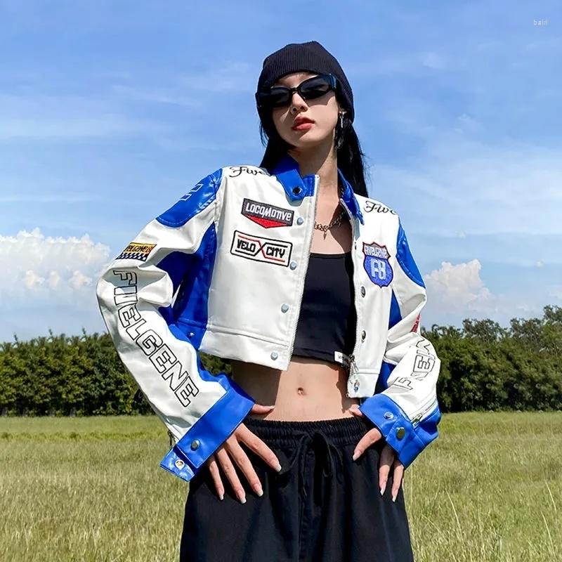 

Women' Jackets YICIYA Jacket Bomber Woman Varsity 2023 Summer PU Leather Racing Clothing American Baseball Bombers Coat Vintage, Blue