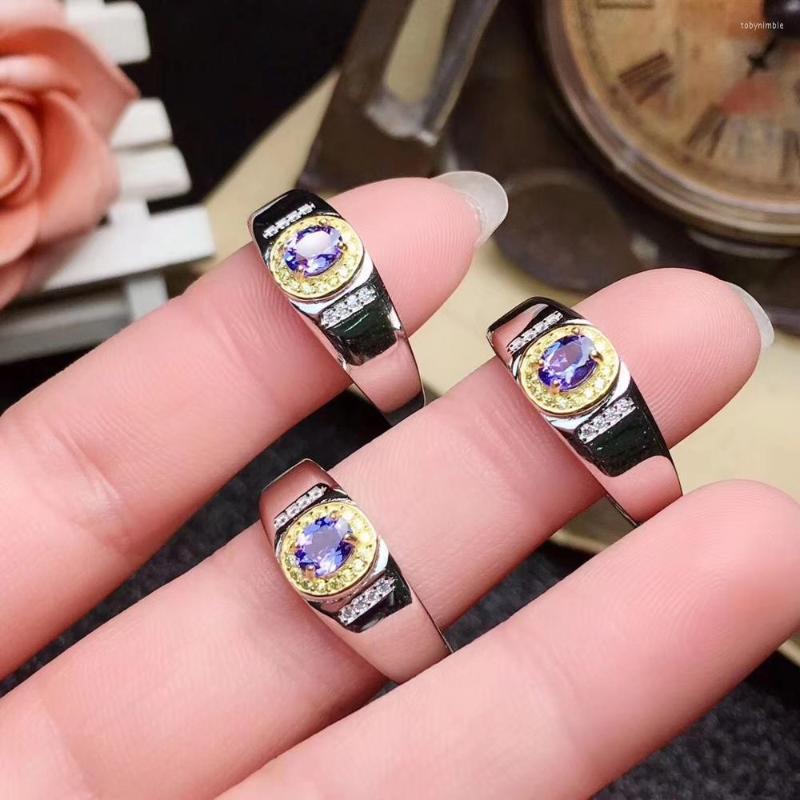 

Cluster Rings Real And Natural Tanzanite 925 Sterling Silver Fine Jewelry For The Party