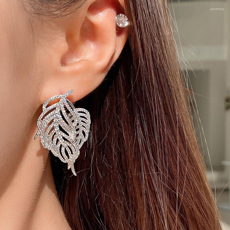 

Dangle Earrings Brilliant Gems Leaf Shiny Zircon Plant Oversized Long Vintage Fashion Jewelry For Women