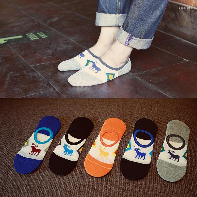 

Men's Socks ZQTWT 5 Pair/Lot High Quality Deer Men Fashion Meia Cotton Sock Happy Short Summer Funny 2WZ305