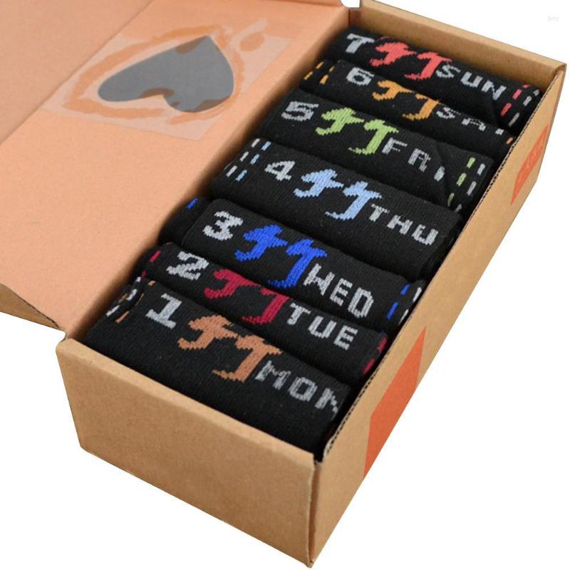 

Men's Socks 7 Pairs Travel Casual Men Weekly Number Print Breathable Elastic Crew