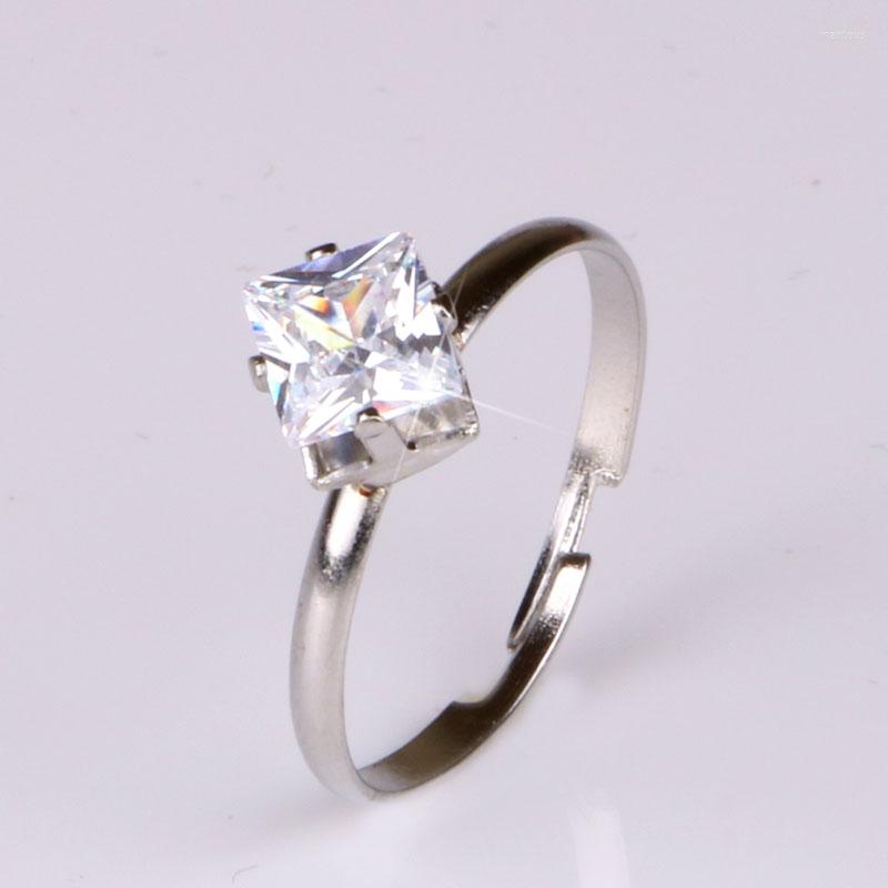 

Wedding Rings Silver Color Adjustable Finger For Women Zircon Crystal Zinc Alloy Classic Ladies Jewelry Engagement Ring 2023
