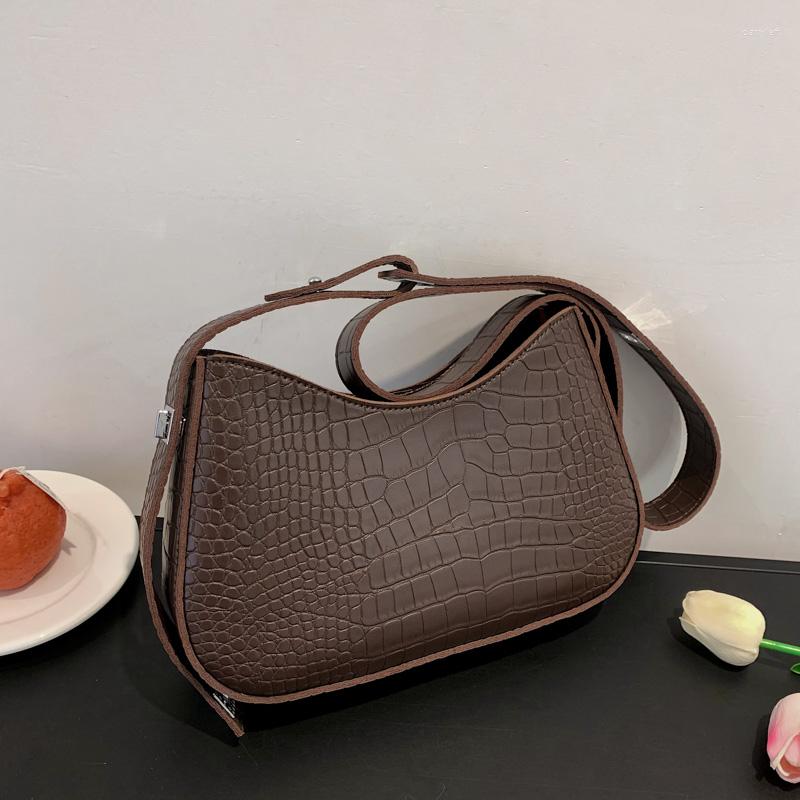 

Evening Bags Handbags For Women 2023 Stone Pattern Crossbody Ladies Vintage Leather Shoulder Designer Casual Hobos Bag Female Sac, Brown
