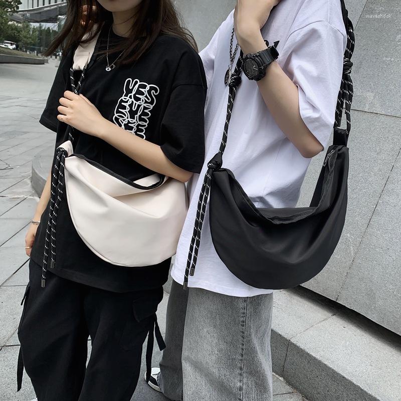 

Evening Bags Student Large Capacity Simple Casual Shoulder Bag Couple Fashion Messenger Japanese Dumpling Cool Girl, White