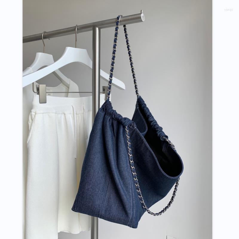 

Evening Bags Japan Korean Style Denim Shoulder Women Large Capacity Handbags Casual Tote Shopper Bag, Blue