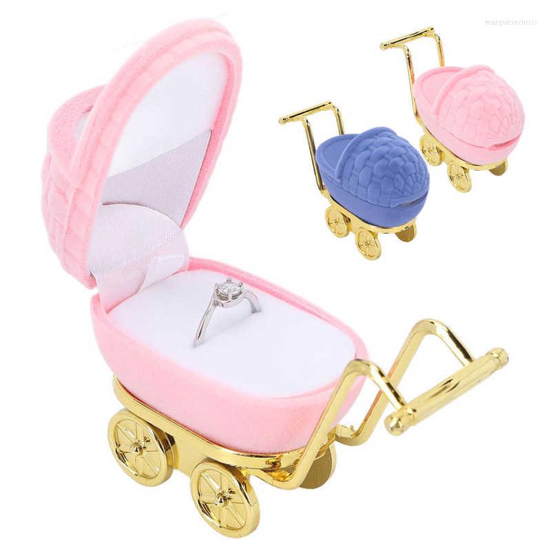 

Jewelry Pouches Baby Carriage Shaped Display Box For Wedding Velvet Rings Earrings Storage Case Organizer Proposal Engagement Gift