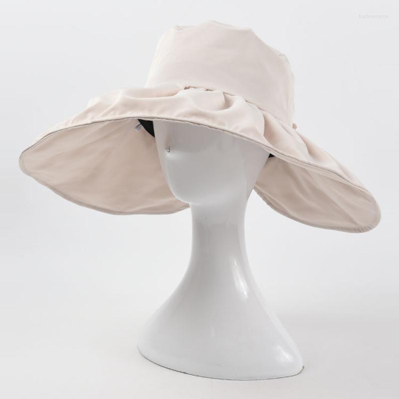 

Berets Hat Women Summer Sun Beach Big Brim Breathable Bow Holiday Accessory, Black