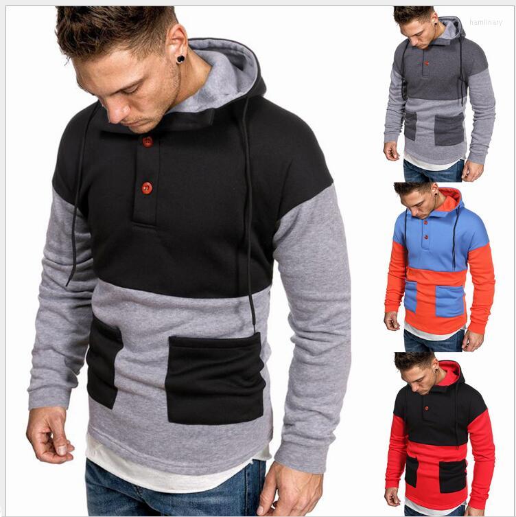 

Men's Hoodies 2023 Autumn And Winter Large Size Casual Color Matching Hooded Pullover, Black