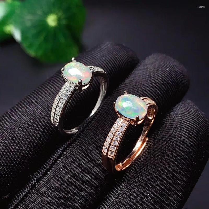 

Cluster Rings Arrival Real And Natural Elegant For Women Opal Ring 925 Sterling Silver Fine Jewelry