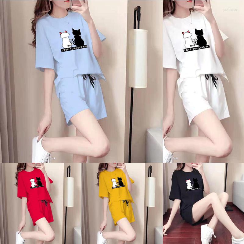 

Women's Tracksuits Summer 2 Pieces Set Casual Tracksuit Sports Women Lady Solid O Neck Pullover Tops Shorts Outfits Female, Khaki