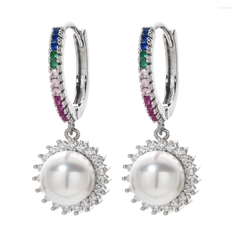 

Backs Earrings Fashion Temperament Colorful Pearl Zircon Female / Girl Wedding Party Bride Jewelry ER-496