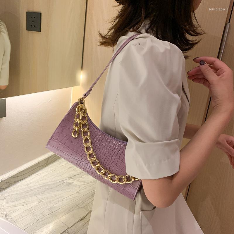 

Evening Bags Fashion All-match Women's Shoulder Bag Crocodile Pattern Underarm Temperament Chain Handbag Trend Zipper For Women 2023, Black