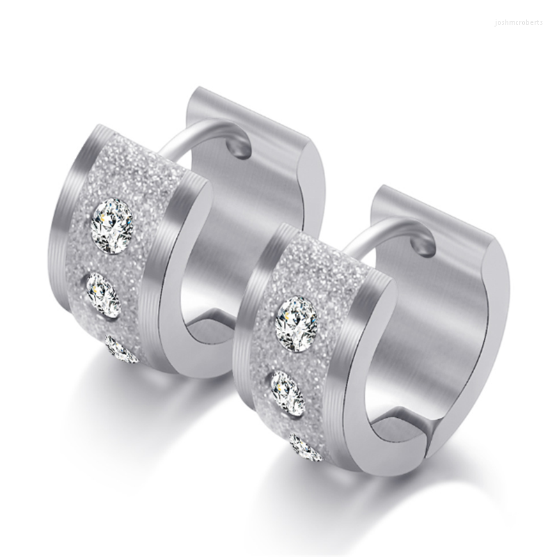 

Dangle Earrings 2023 Europe Stainless Steel Frosted Zircon Female Crystal FromSwarovskis 2 Colors Simple Temperament Fit Women