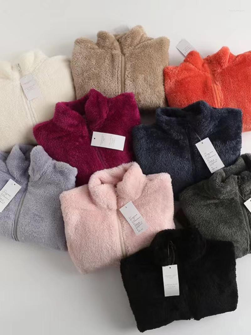 

Women' Jackets Casual Women Beige Zipper Fur Coat 2023 Spring Fashion Ladies Stand Collar Straight Slim Female Solid Color Warm Coat439138