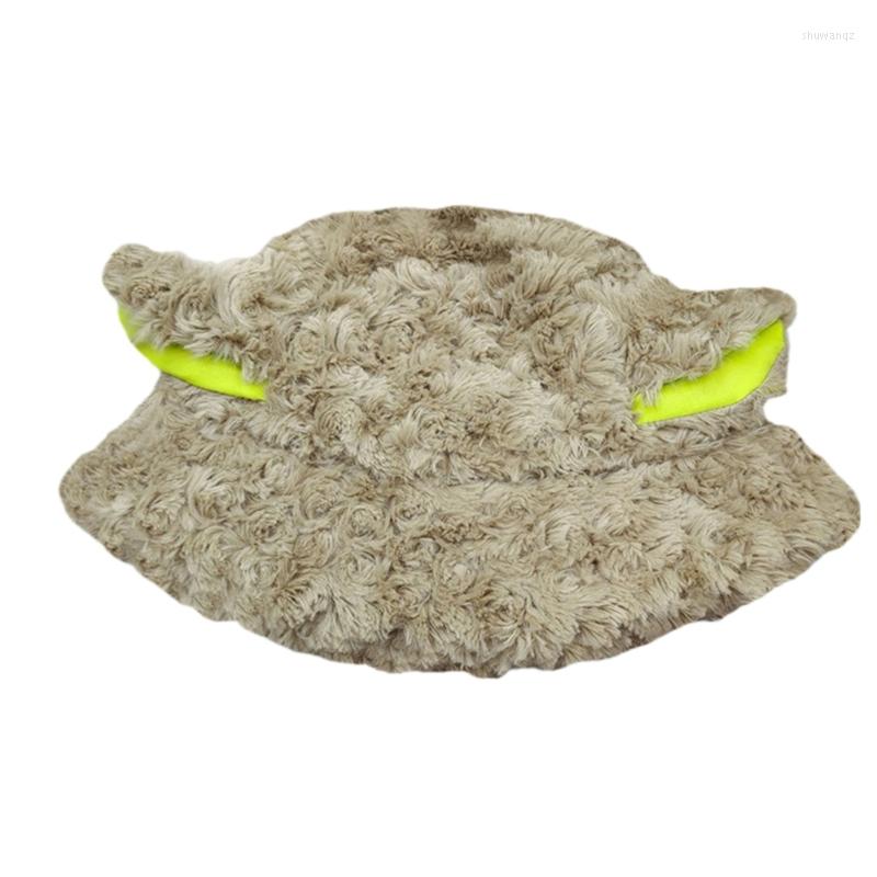 

Berets Female Plush Hat Bucket Soft Brim Winter For Teenager Girls Cosplay, Black