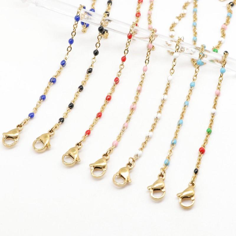 

Anklets 1 PC Fashion Stainless Steel Anklet Women Men Leg Link Chain Jewelry Enamel Gold Multicolor On Foot Ankle Bracelets 23cm Long