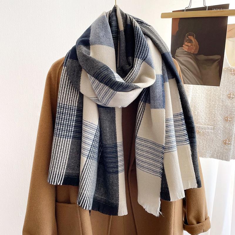 

Scarves Autumn Winter Fashion Plaid Printed Big Size Soft Thick Warm Wrap Women Imitated Cashmere Long Shawl Scarf
