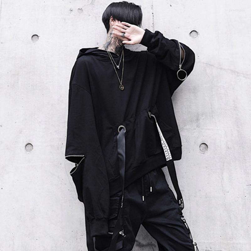 

Men's Hoodies ZhuZunZhe 2023 Hip Hop Loose Sweatshirts Men Hooded Ribbon Pullover Hoodie Mens Streetwear Tracksuit Hoody Black