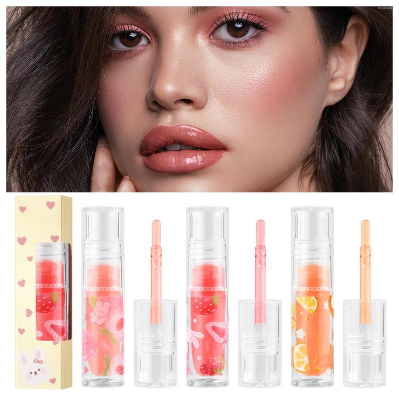 

Lip Gloss 3 Kinds Of Fruit Flavor Water Oil Transparent Glass Waterproof Moisturizing Liquid Lipstick Makeup 3ML