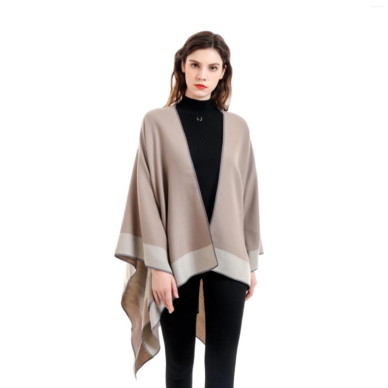 

Scarves Women Winter Solid Color Poncho Cape Crochet Fringed Tassel Shawl Wrap Oversized Pullover Cloak Sweater