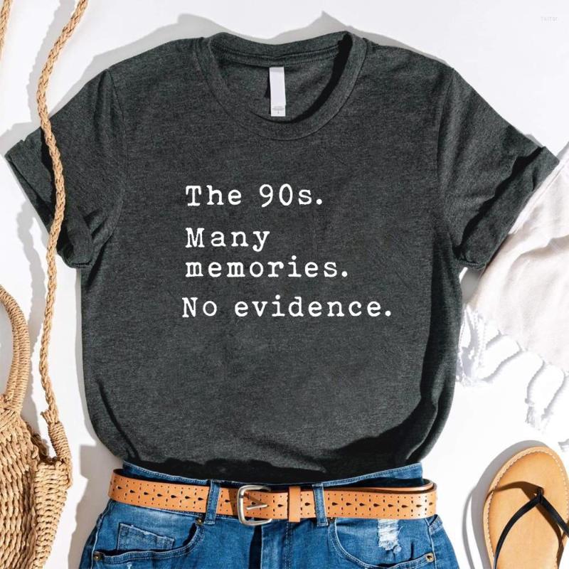 

Women' T Shirts The 90s Many Memories No Evidence Letter Print Tops Women 2023 Short Sleeve Graphic Tees Shirt Femme Casual Summer Loose, Gray