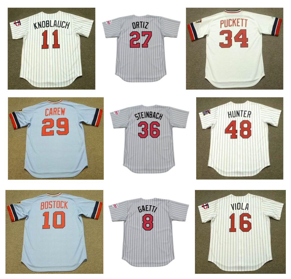 

Throwback Minnesota HARMON KILLEBREW Baseball Jerseys Twins KIRBY PUCKETT JIM KAAT CESAR TOVAR CHUCK KNOBLAUCH DAVID ORTIZ FRANK VIOLA GARY GAETTI LYMAN BOSTOCK, 1960's no nmae