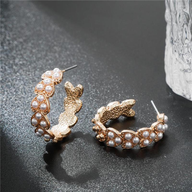 

Hoop Earrings Trendy Japan Korean For Women Handmade Sweet Simulated Pearl Circle Earring Jewelry Pendientes Gifts