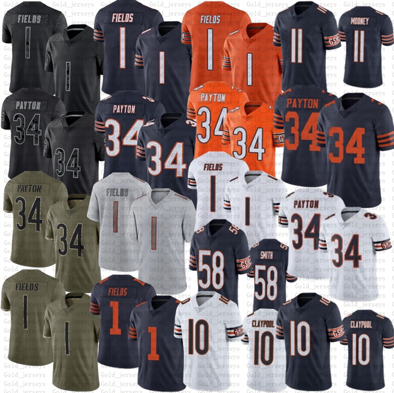 

DJ Moore Bear Justin Fields football jersey Chase Claypool Walter Payton Smith Darnell Mooney jerseys Roquan Smith, Women