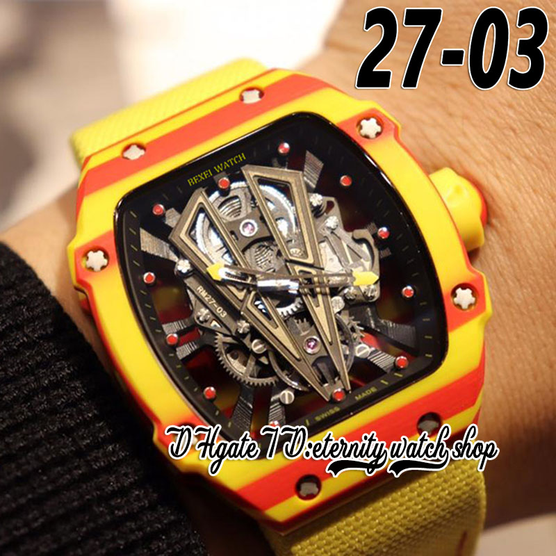 

ZY Latest zfm27-03 Mens Watch M8215 Automatic Movement Yellow Red NTPT Carbon Fiber Case Skeleton Dial Nylon Leather Strap 2023 Super Edition eternity Watches, Watch waterproof cost