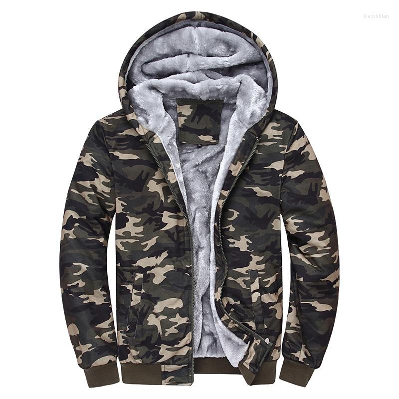 

Men's Hoodies Autumn Winter Plus Velvet Camouflage Sweatshirt Trendy Male British Size Slim Coat Men Clothing