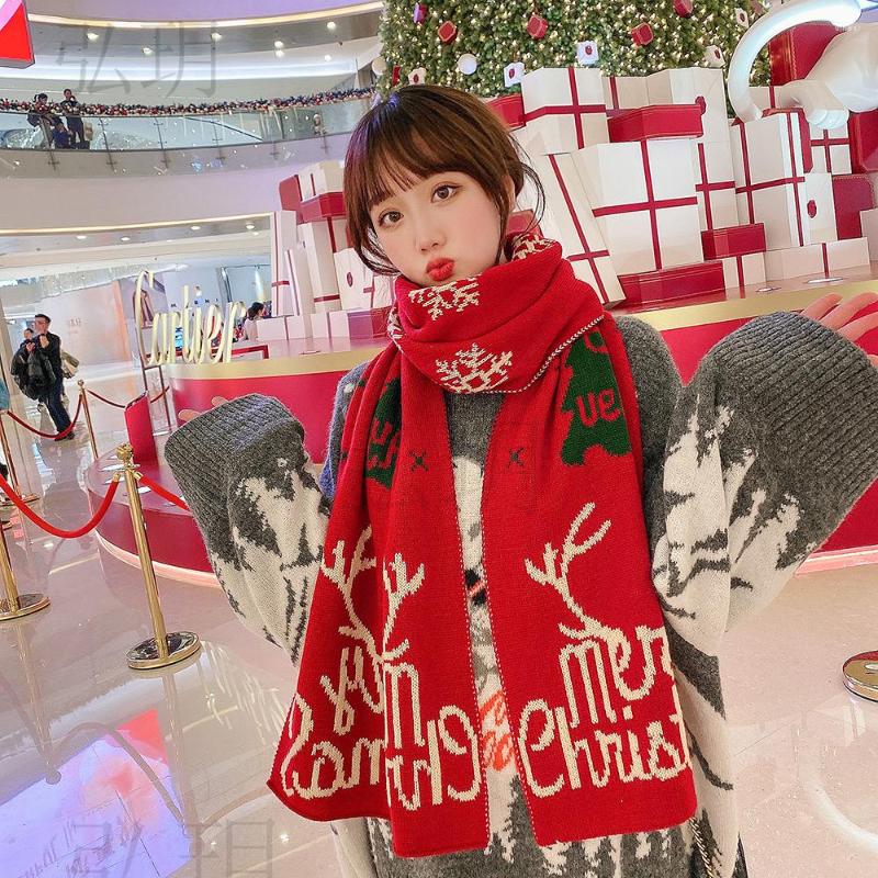 

Scarves Scarf Women Luxury Winter Female Warm Christmas Gift Shawl Hanger Acrylic Knitted Versatile Japanese