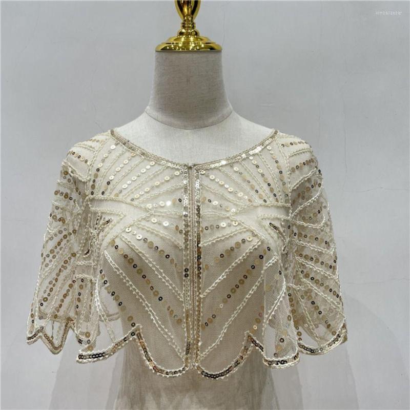 

Scarves Vintage 1920s Flapper Shawl Sequin Beaded Short Cape Decoration Gatsby Party Mesh Cover Up Dress Accessory 2023