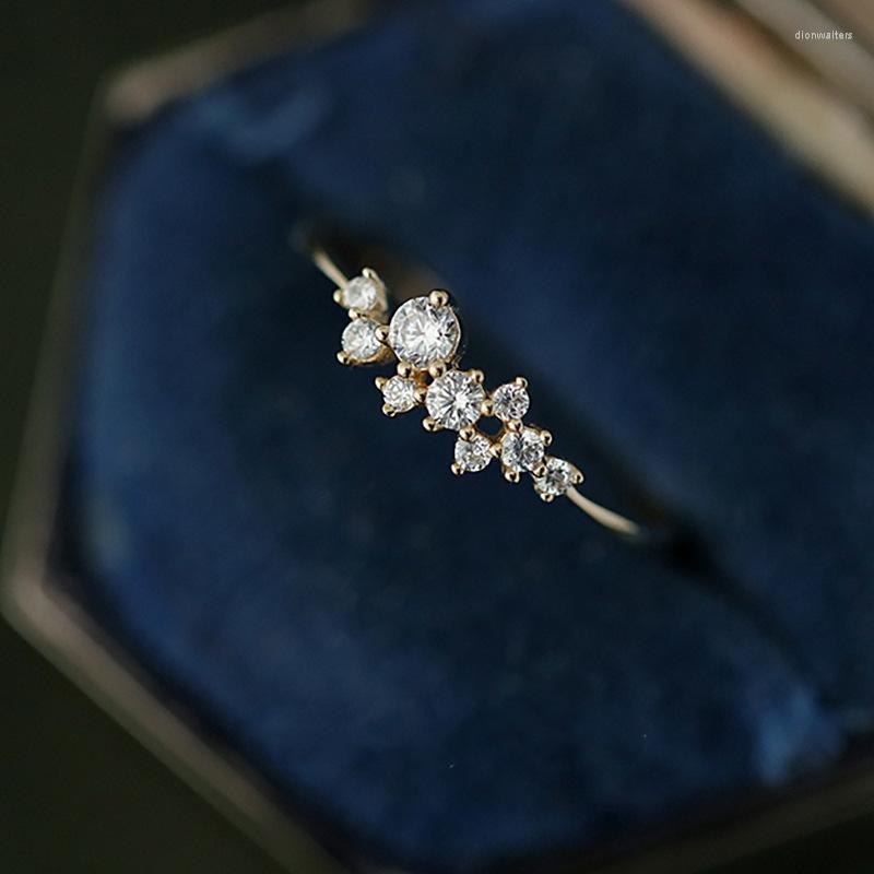 

Wedding Rings Women 18k Gold Color Star Cubic Zirconia Copper Jewelry Party Anniversary Accessories Gift Cocktail Jewellery