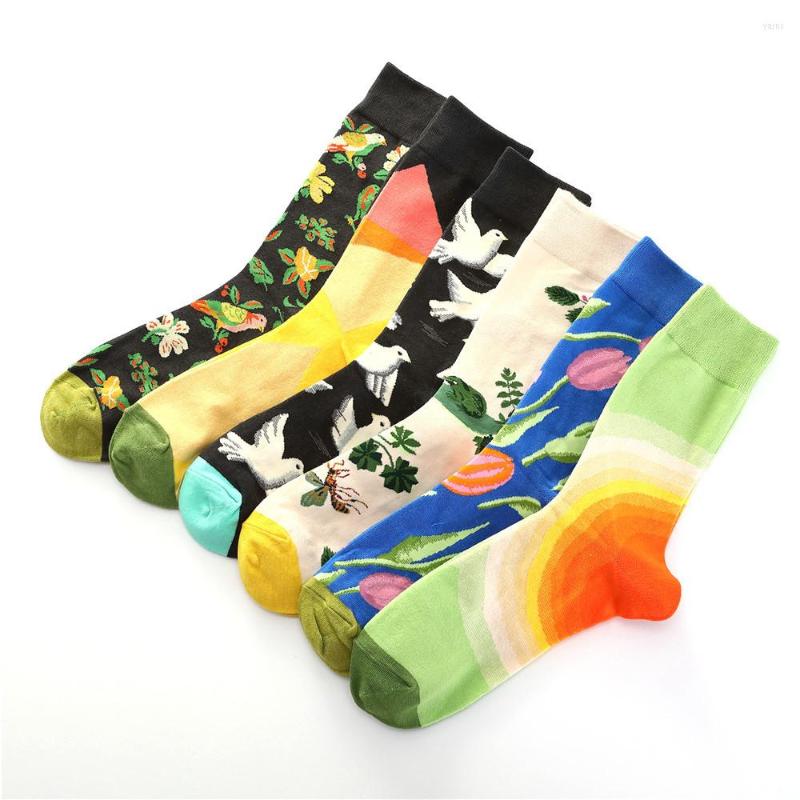 

Men's Socks Autumn And Winter Casual Crew Women Floral Print Short 1 Pair 18125