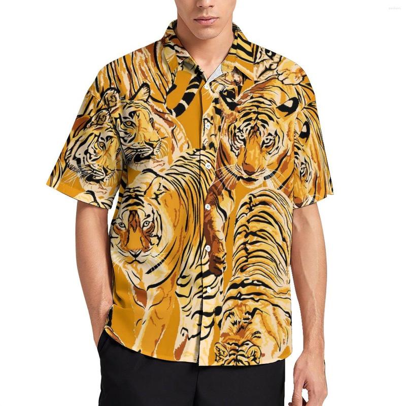 

Men's Casual Shirts Wild Tiger Animal Print Beach Shirt Hawaiian Y2K Blouses Man Graphic Big Size, Style-3